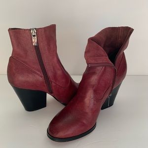 Isola, red leather, ankle boots, size 6.5